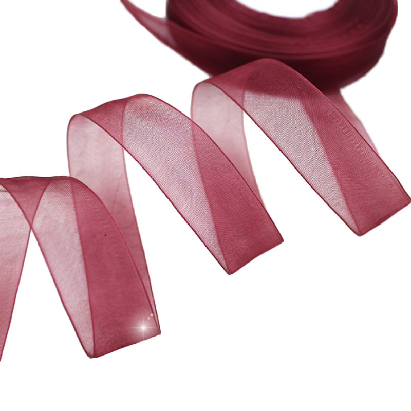 Ribbon Organza Roll - (50야드/롤) 3/4'' (20mm) 와인 레드 오간자
