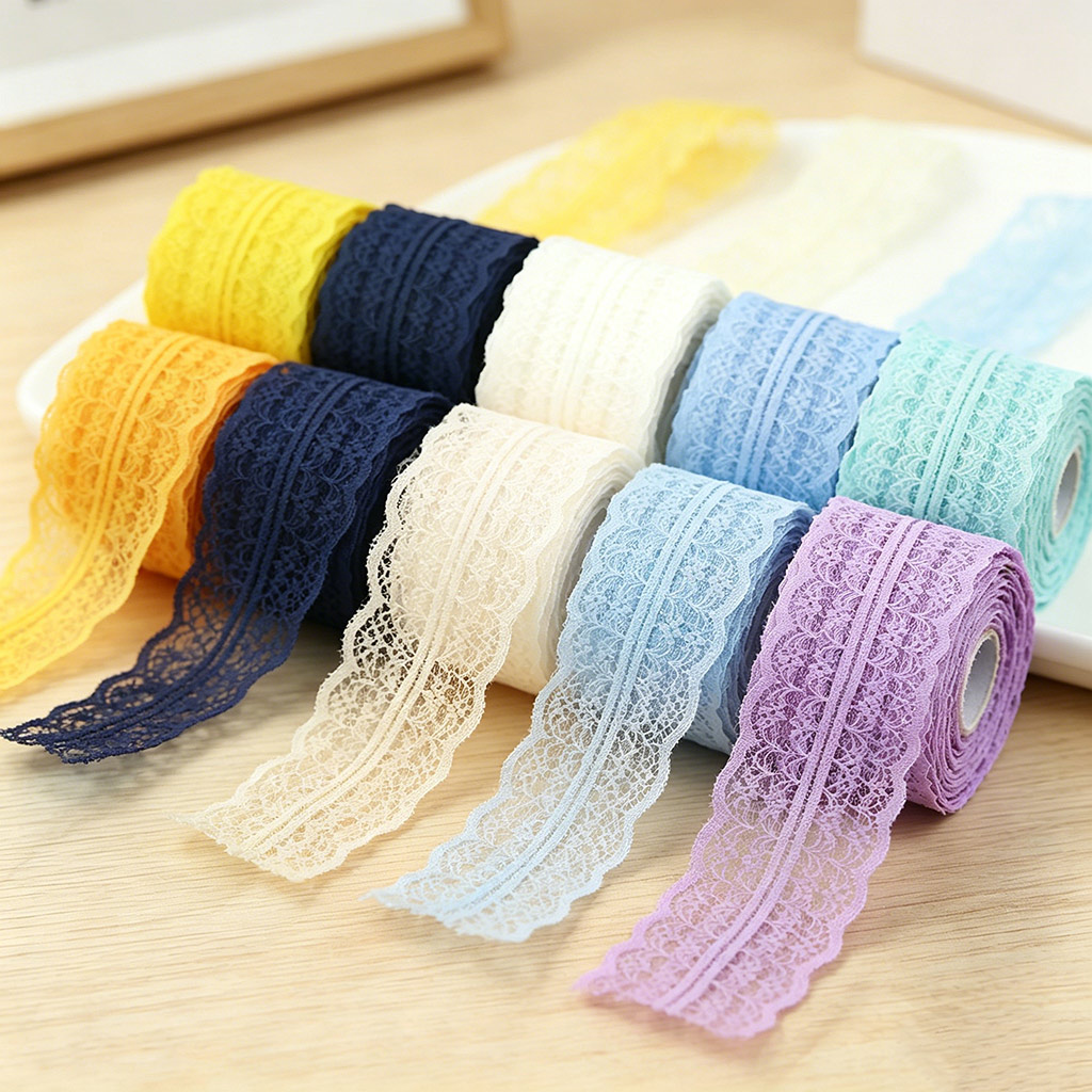 Ribbon Organza Roll - (5야드/롤) 45mm 화이트 레이스 원단 웨빙