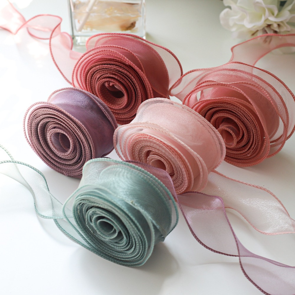 Ribbon Organza Roll - 새틴 리본 롤, 꽃 꽃다발 포장,