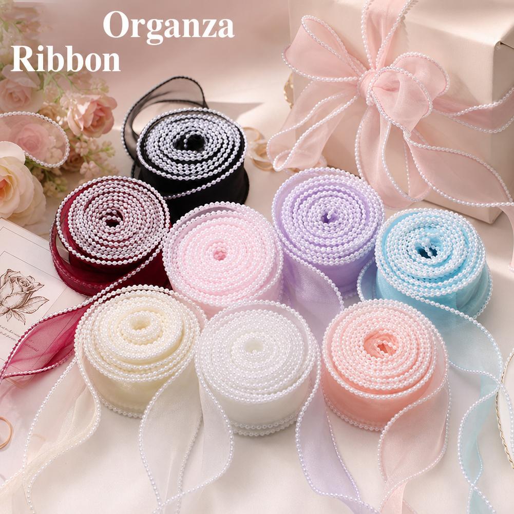 Ribbon Organza Roll - 5야드/롤 4cm 펄 피쉬테일 오간자 리본
