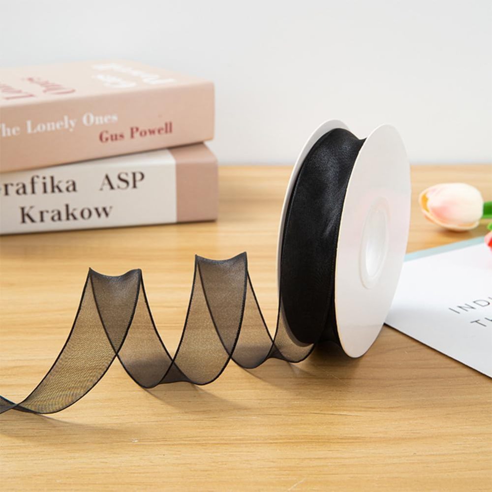 1인치 블랙 오간자 리본 와이어드 시어 메쉬 시폰 리본 - Ribbon Organza Roll 리뷰 및 가격