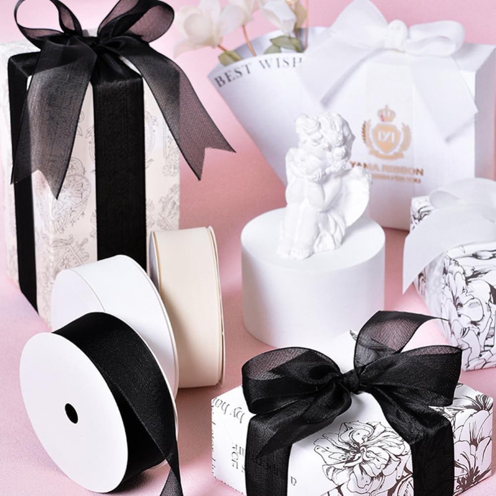 1인치 블랙 오간자 리본 와이어드 시어 메쉬 시폰 리본 - Ribbon Organza Roll 리뷰 및 가격
