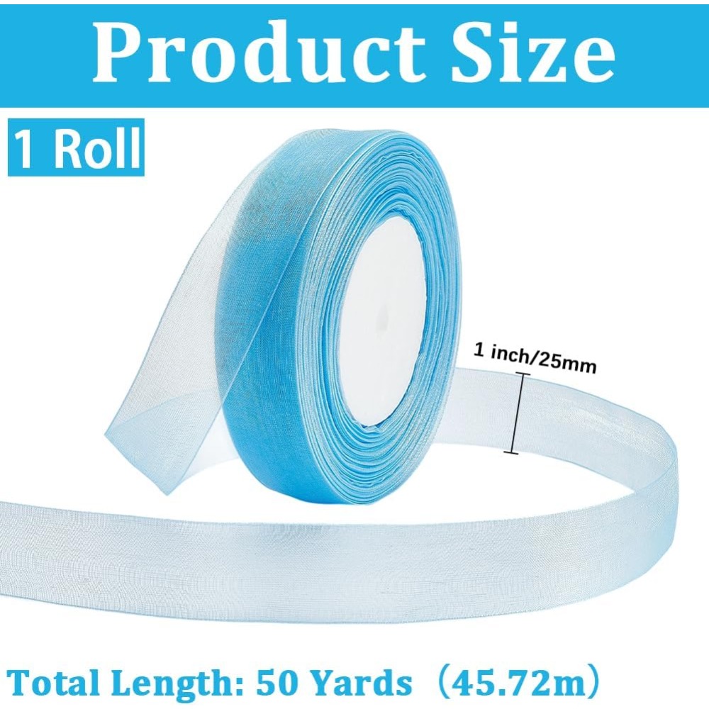 1롤 시어 오간자 리본 웨딩 장식용 와이드 리본 스카이 - Ribbon Organza Roll 리뷰 및 가격