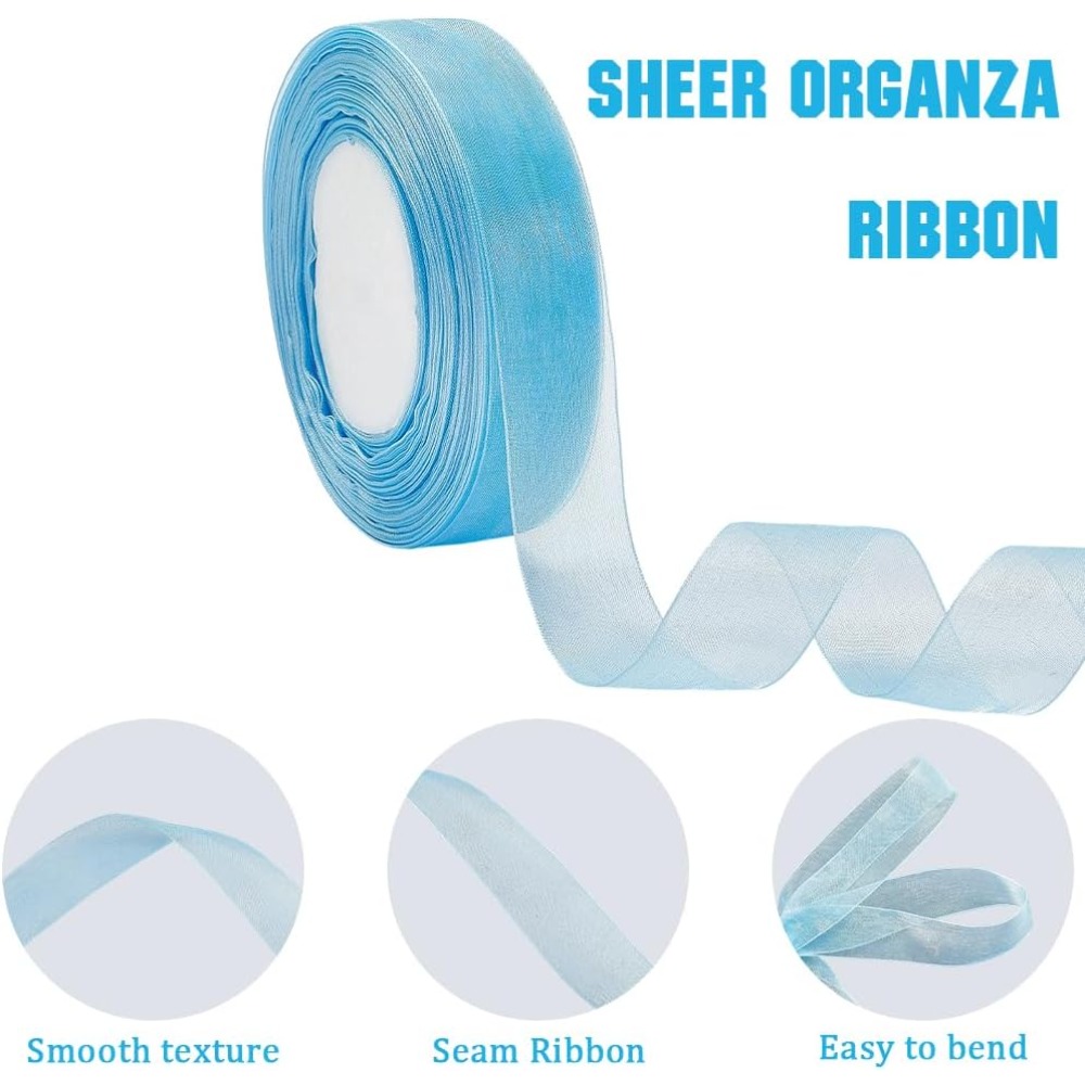 1롤 시어 오간자 리본 웨딩 장식용 와이드 리본 스카이 - Ribbon Organza Roll 리뷰 및 가격